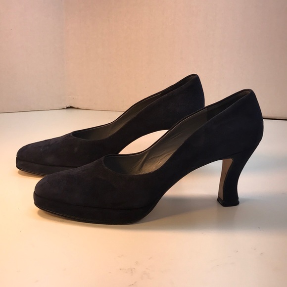 Ellen Tracy Blue Suede Platform Heels Size 7.5 - Picture 3 of 8